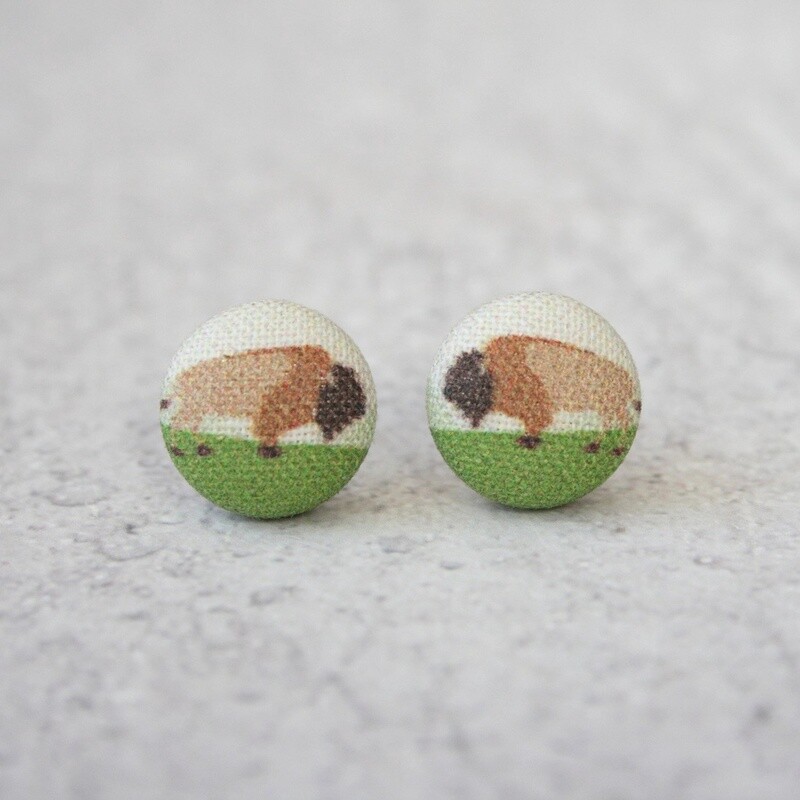Buffalo Fabric Button Earrings