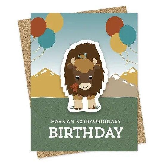 Bison Sticker Birthday Card