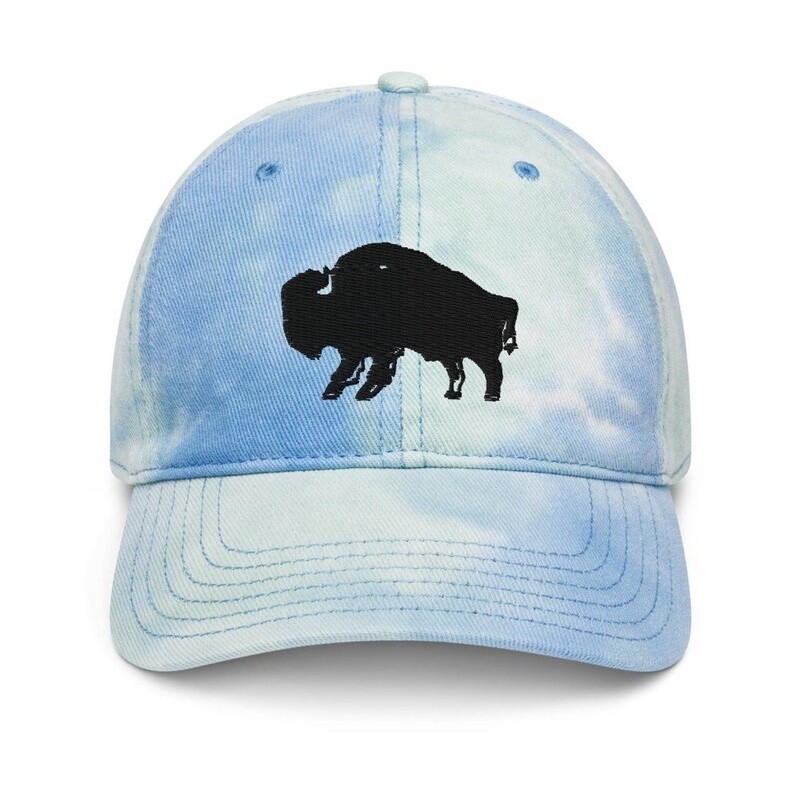 Bison Tie Dye Dad Hat in Sky