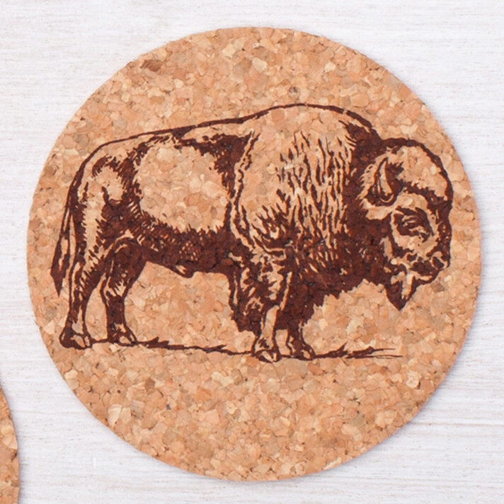 Bison Cork Coasters