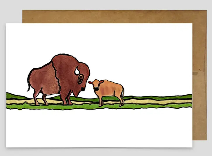Bison and Baby Card
