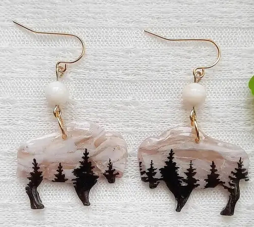 Gold and Pearl Bison Earrings