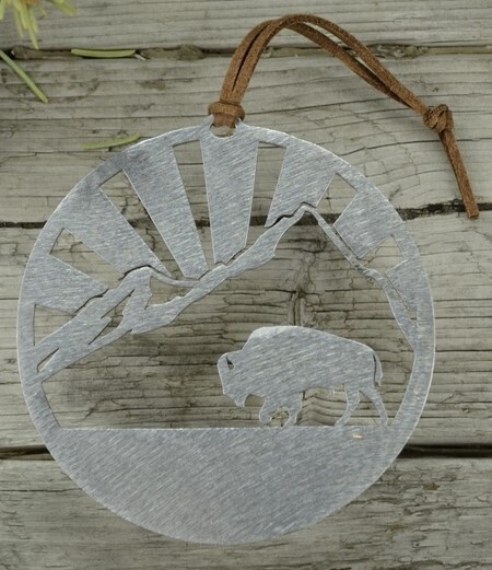 Bison Mountain Silver Ornament