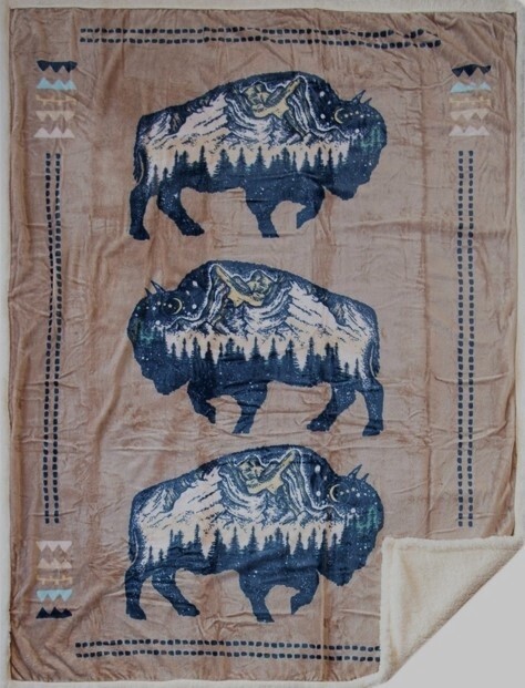 Three Buffalo Plush Throw