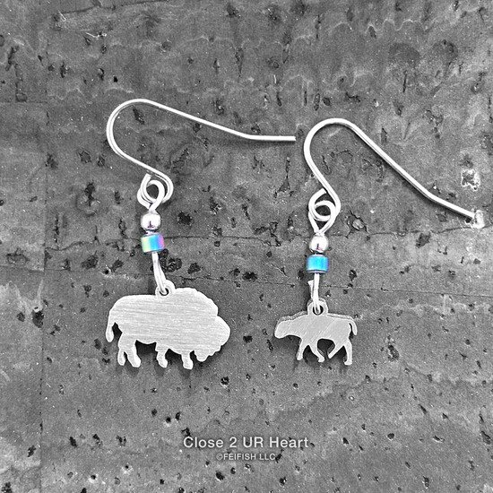 Bison and Calf Earrings