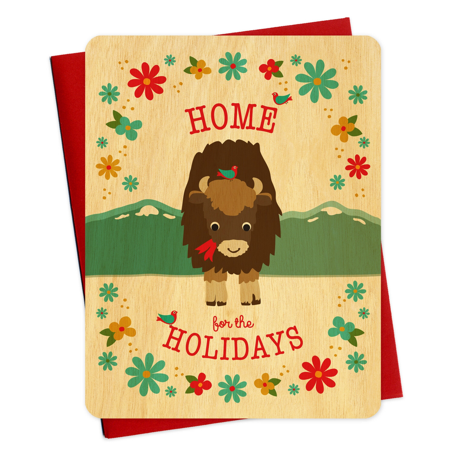 Home Bison Wood Holiday Card