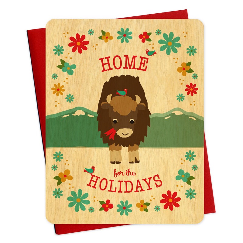 Home Bison Wood Holiday Card