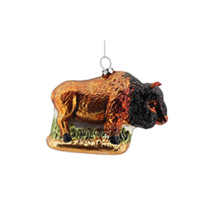 Brown Buffalo Glass Ornament