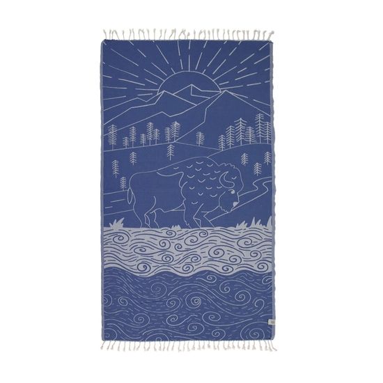 Bison Beach Towel, Color: Blue