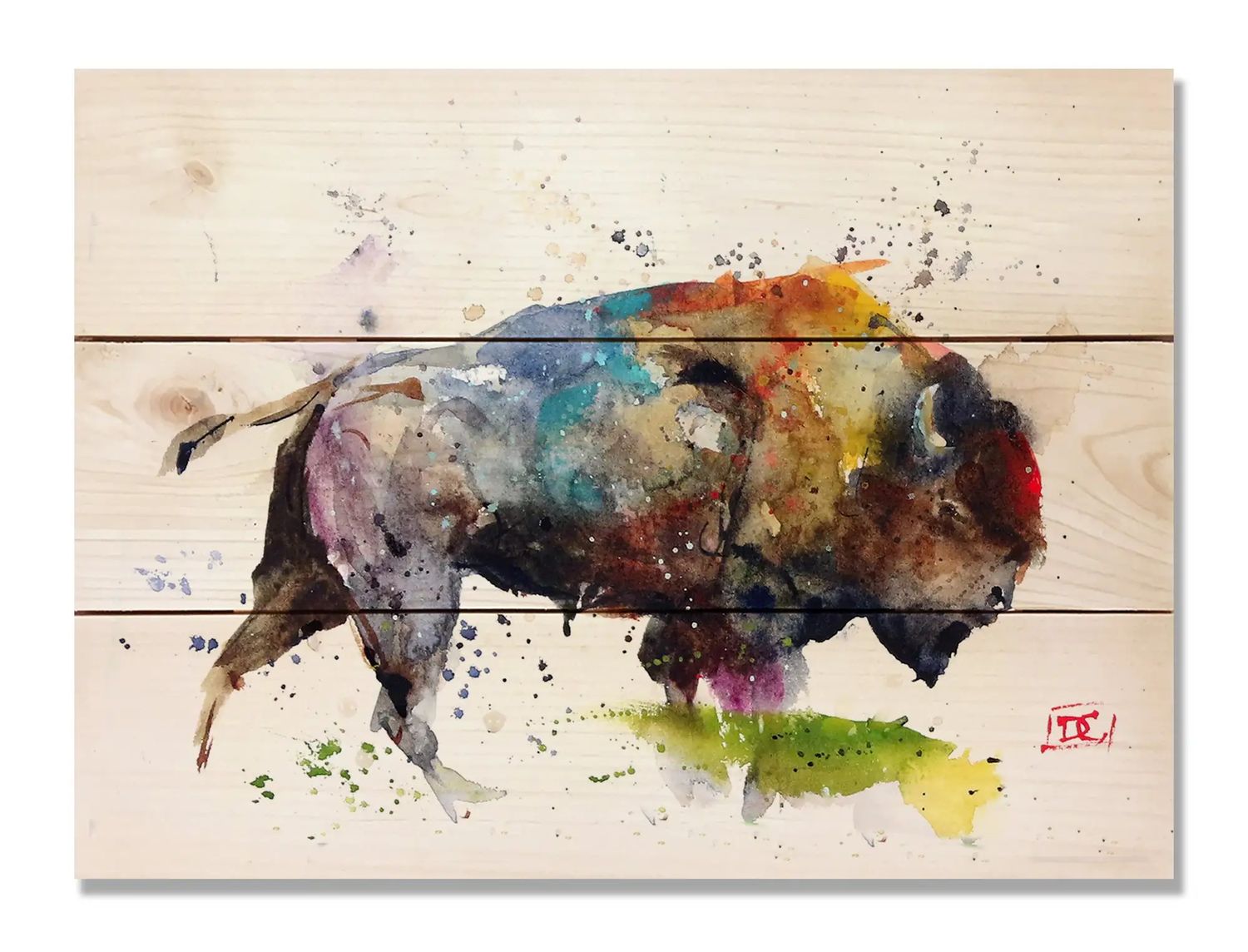 Bison Wood Wall Art, Design: Bison Watercolor