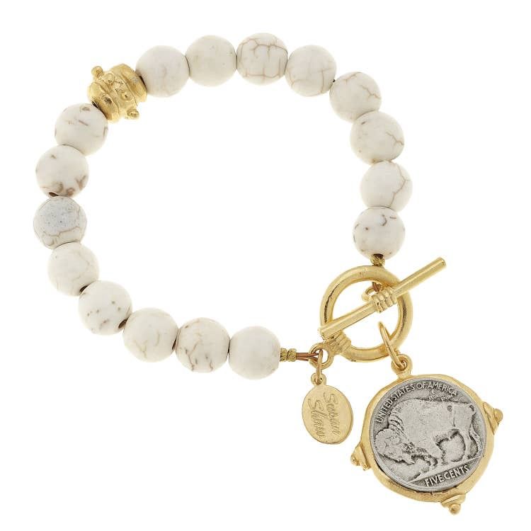 Buffalo Nickel Bracelet, Style: White