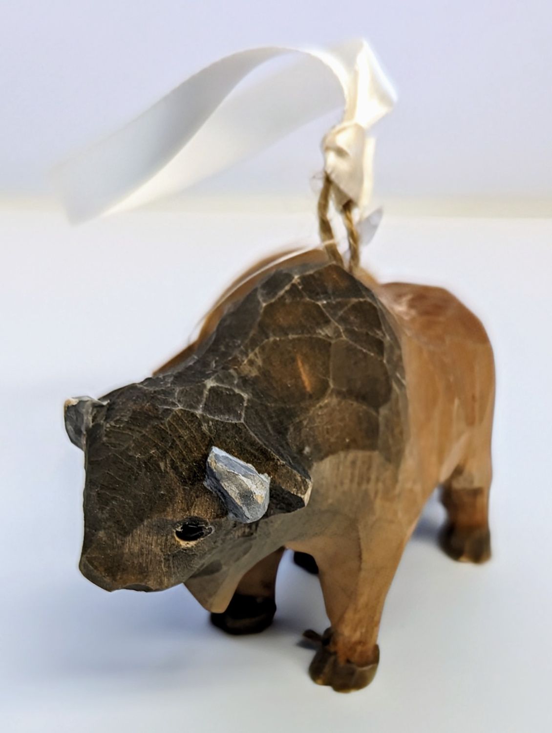Bison Hand Carved Ornament