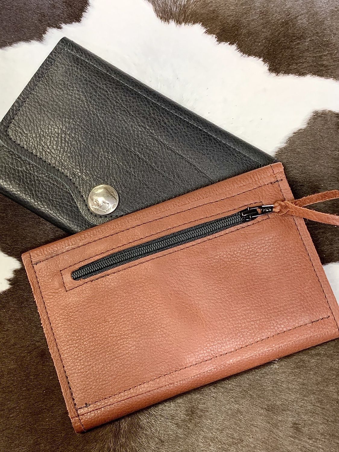 Double Zipper Small Clutch, Color: Chocolate