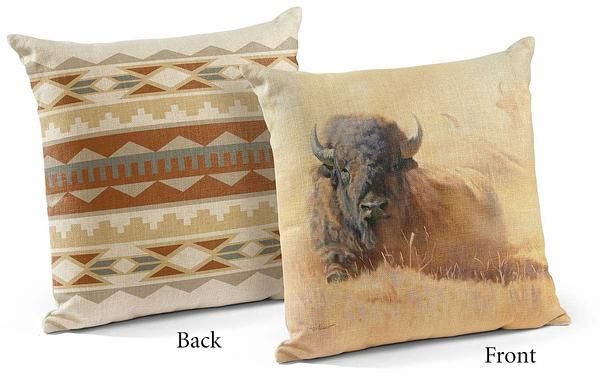 Resting Bull - Bison Pillow