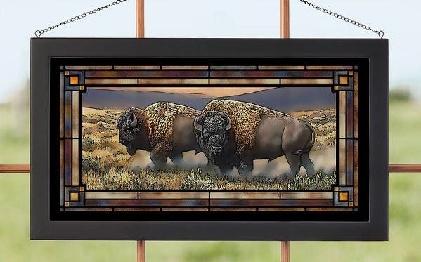 Dusty Plain Bison Stain Glass