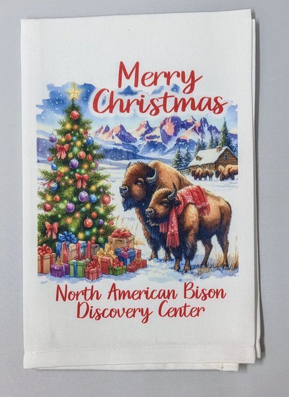 Christmas Bison Dish Towel