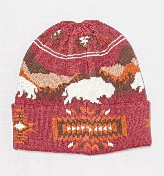 Rustic Bison Knit Beanie, Color: Mauve