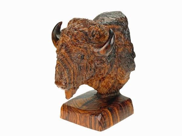 Buffalo Bust Ironwood Carving