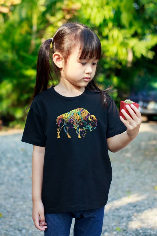 Colorful Bison Youth Toddler Baby T-Shirt - Kids Tee