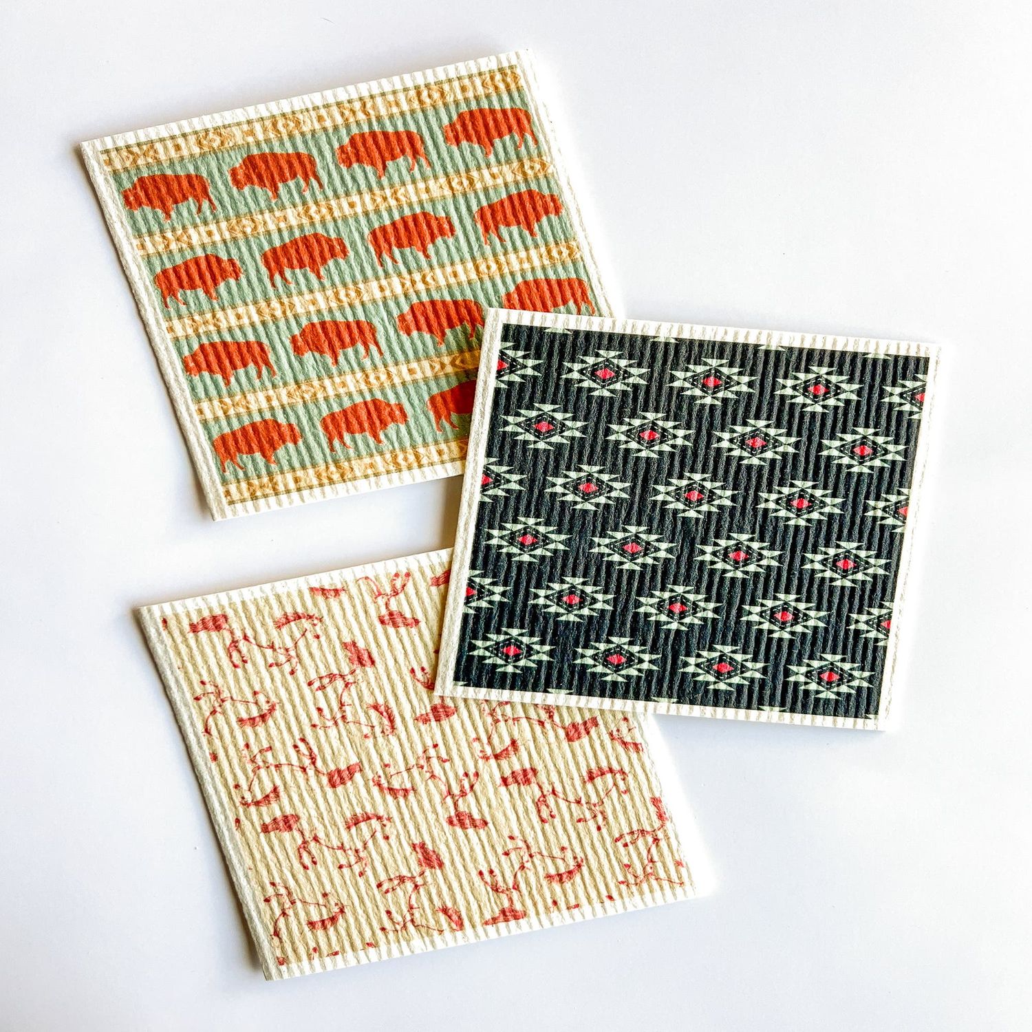 Western Americana Swedish Dishcloth Set | Reusable Kitchen Cleaning Cloths