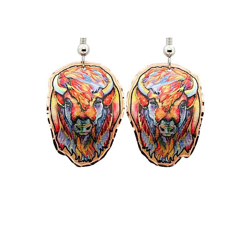 Bright Colored Buffalo Earrings
