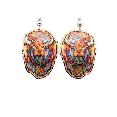 Bright Colored Buffalo Earrings