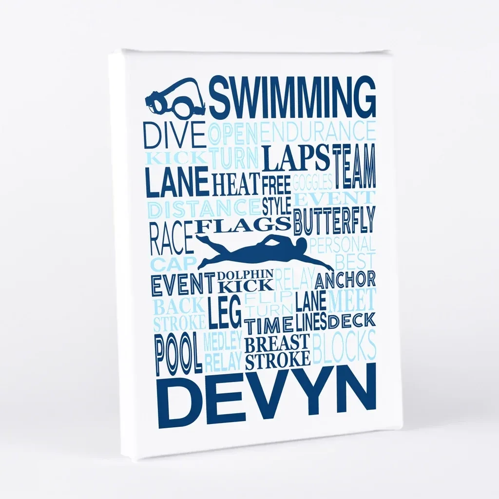 Swimming Typography Wall Art
