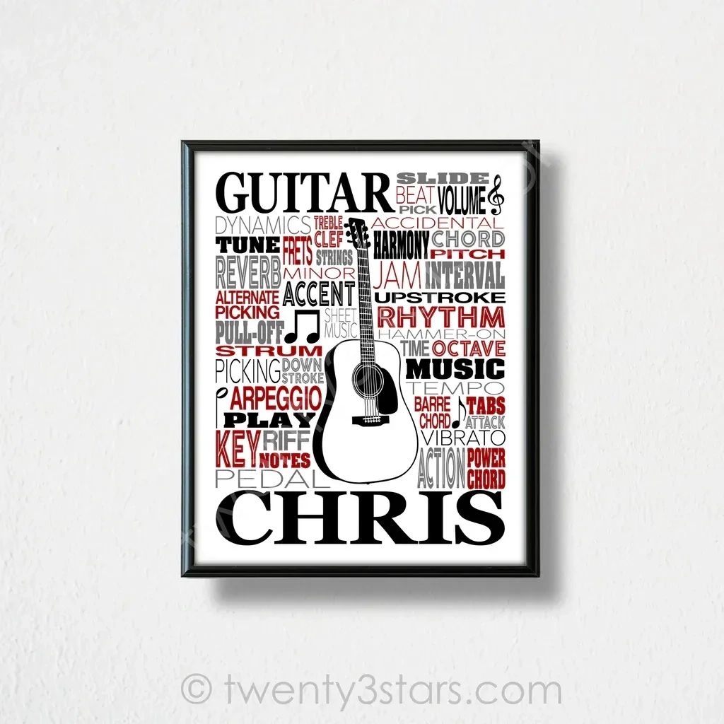 Acoustic Guitar Typography Wall Art