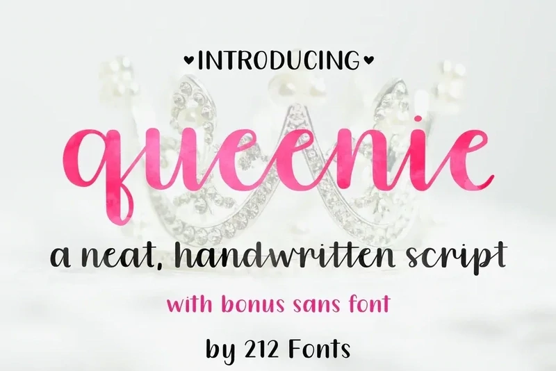 Queenie Script, Sans and Serif Handwritten Font Family (OTF) - by 212fonts