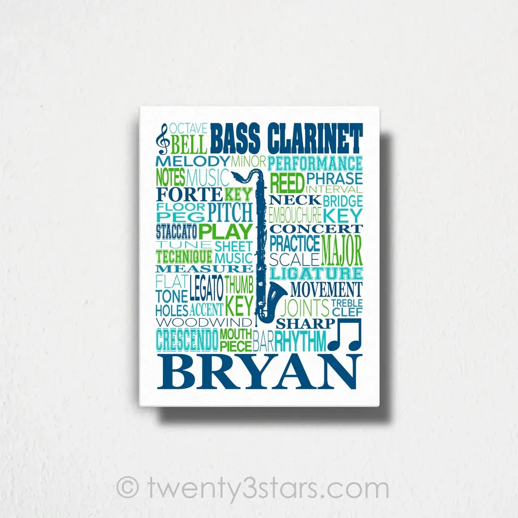 Bass Clarinet Typography Wall Art
