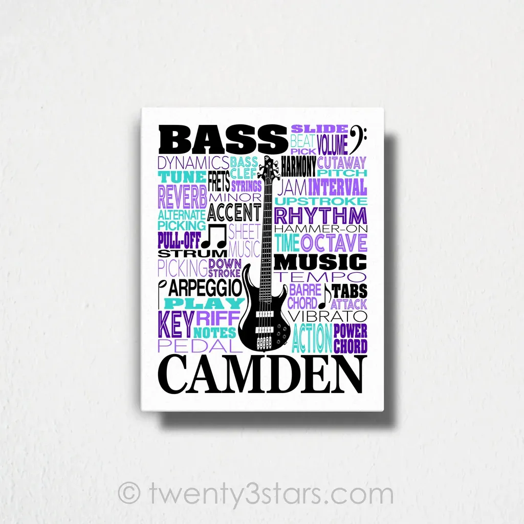 Bass Guitar Typography Wall Art