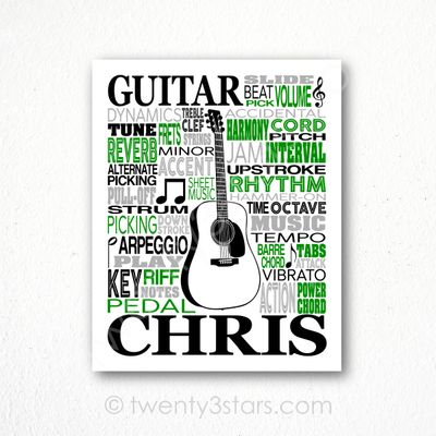Acoustic Guitar Typography Wall Art