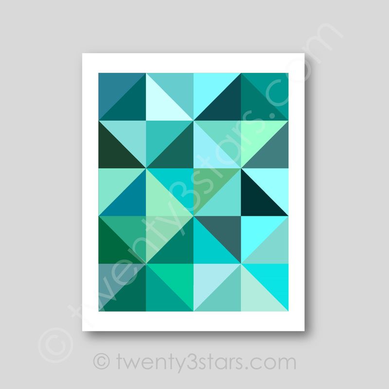 Aqua Triangles Geometric Wall Art