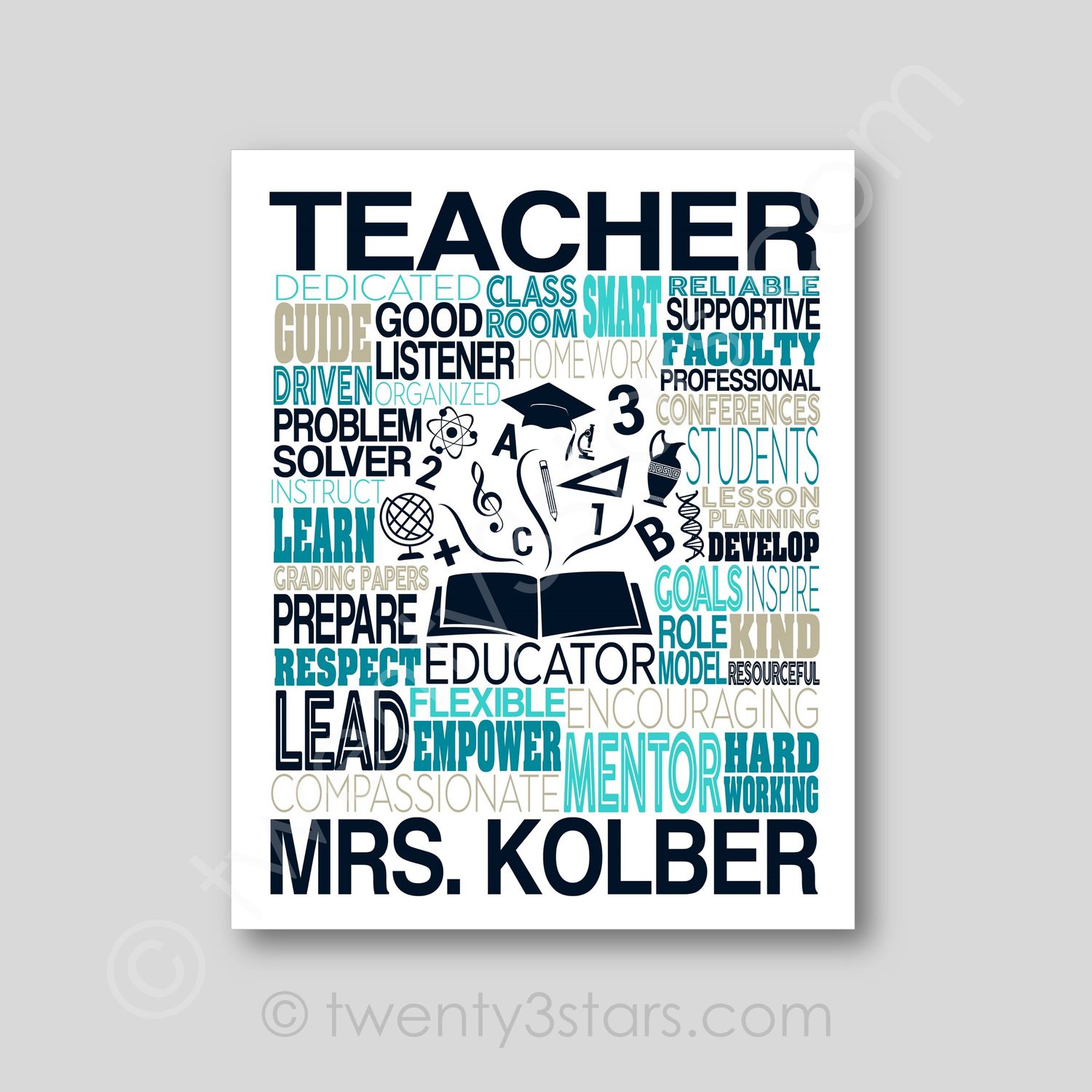 Teaching Words Typography Wall Art