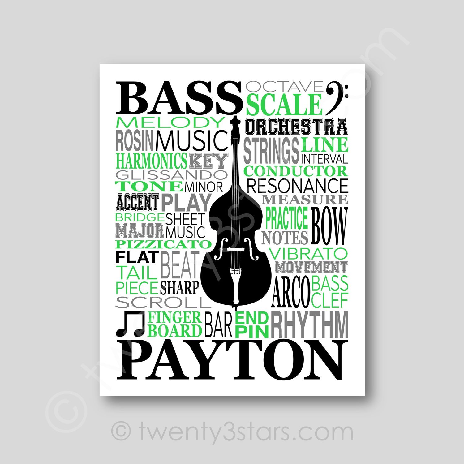 Bass Guitar Typography Wall Art