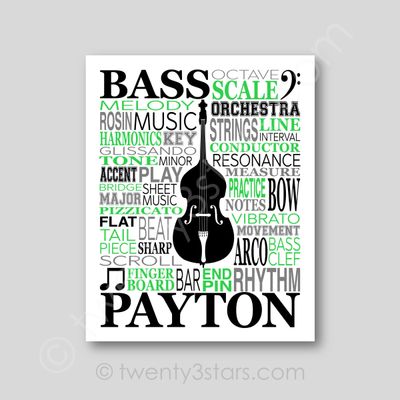 Bass Guitar Typography Wall Art