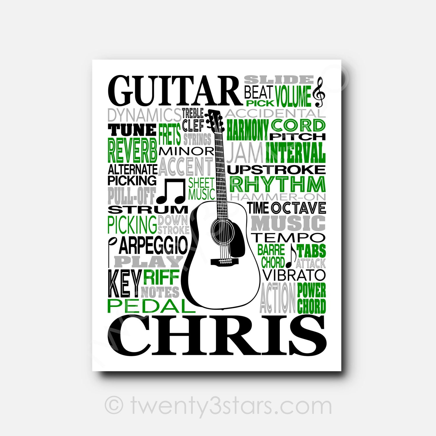 Acoustic Guitar Typography Wall Art