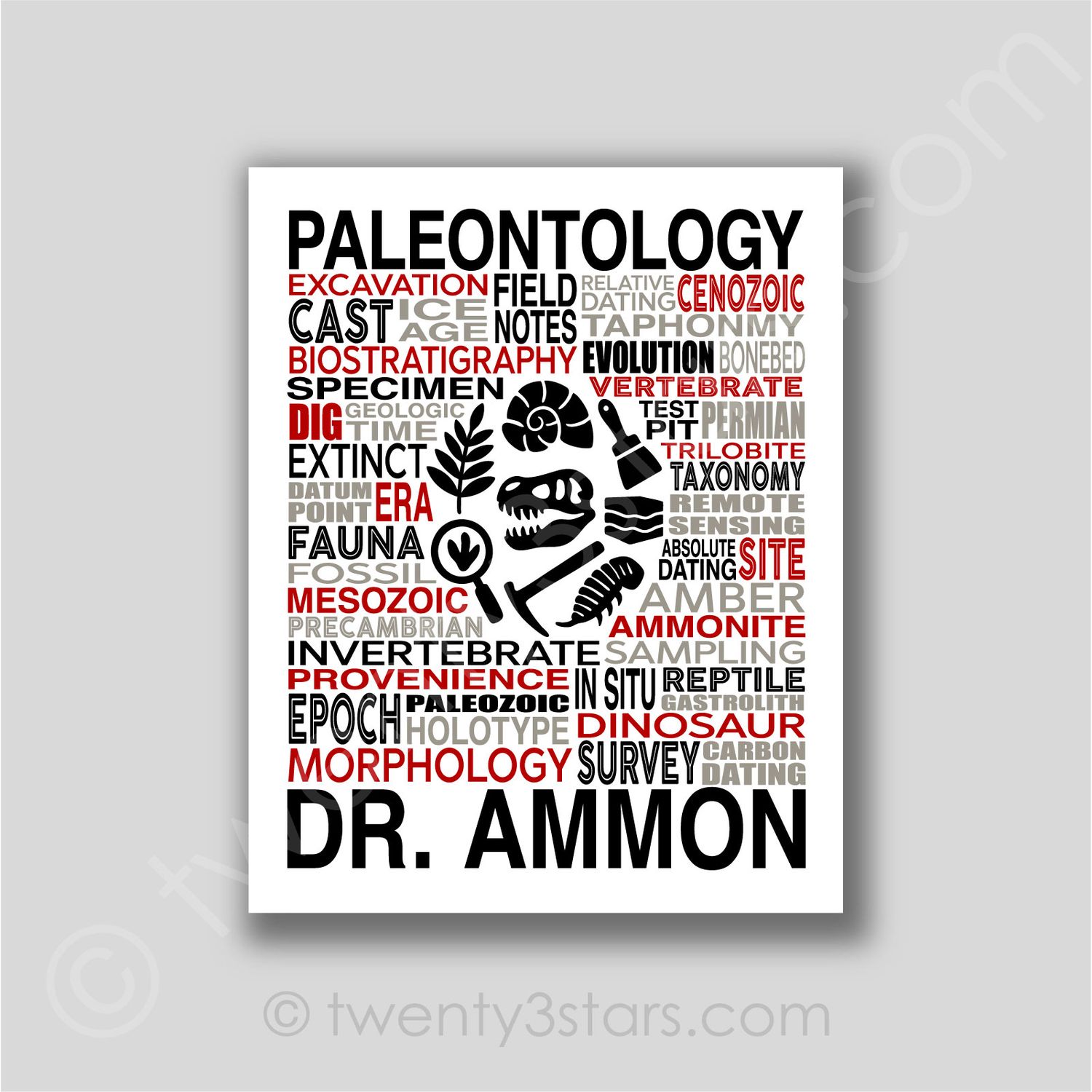Paleontology Typography Wall Art