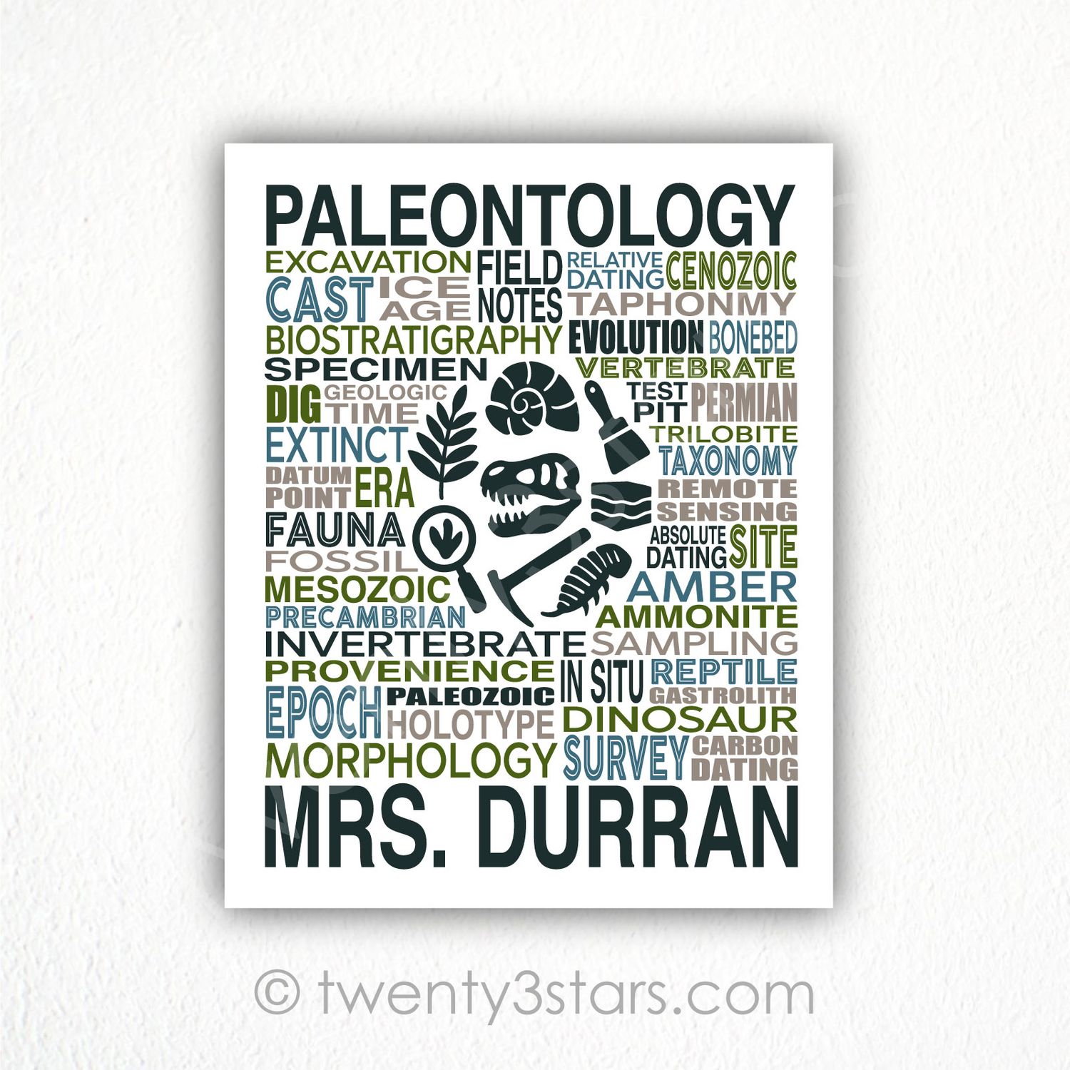 Paleontology Typography Wall Art