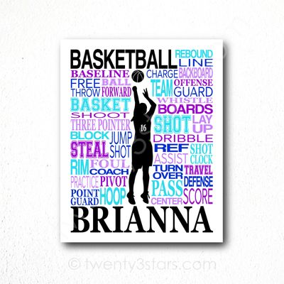 Girl's Basketball Typography Art