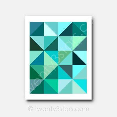 Aqua Triangles Geometric Wall Art