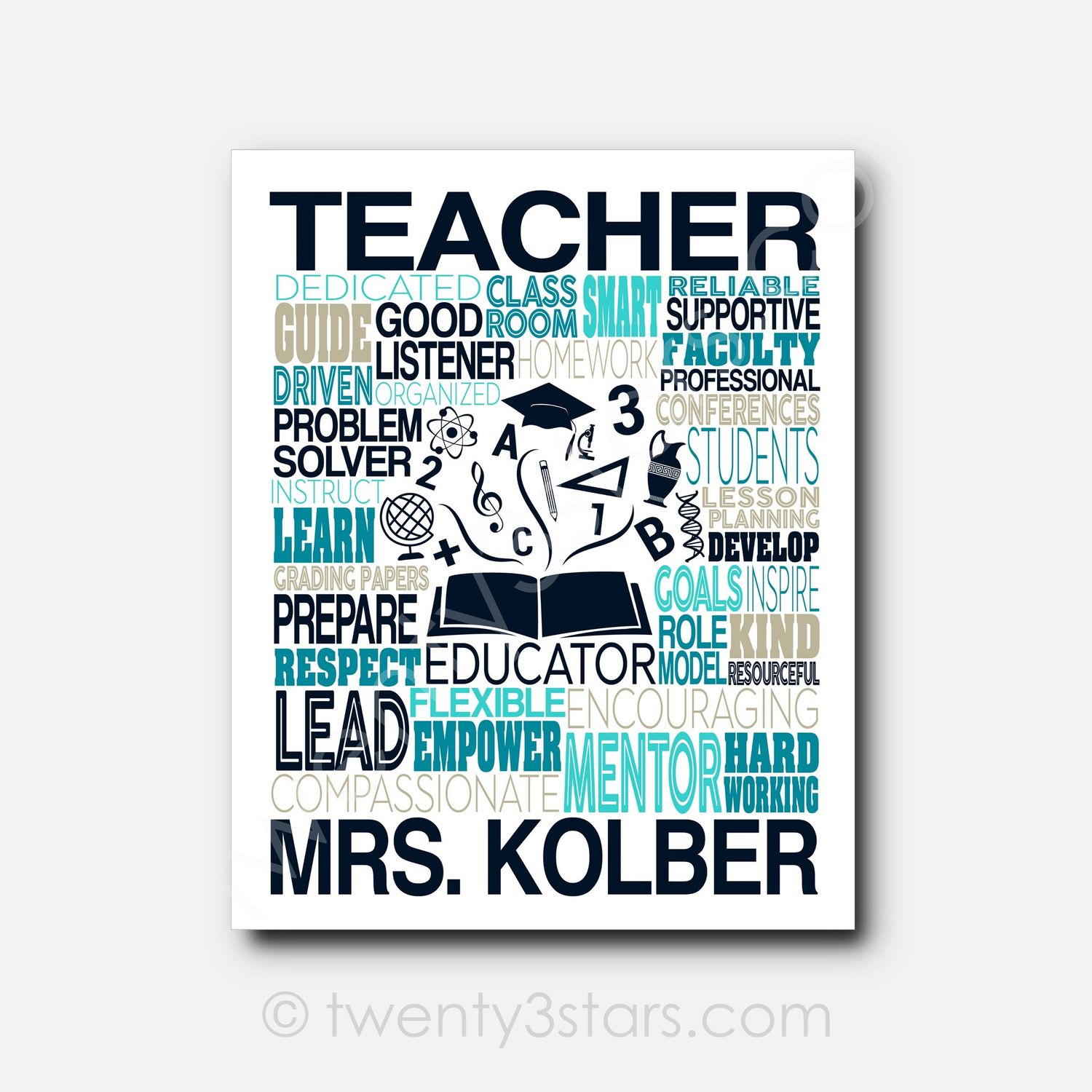 Teaching Words Typography Wall Art