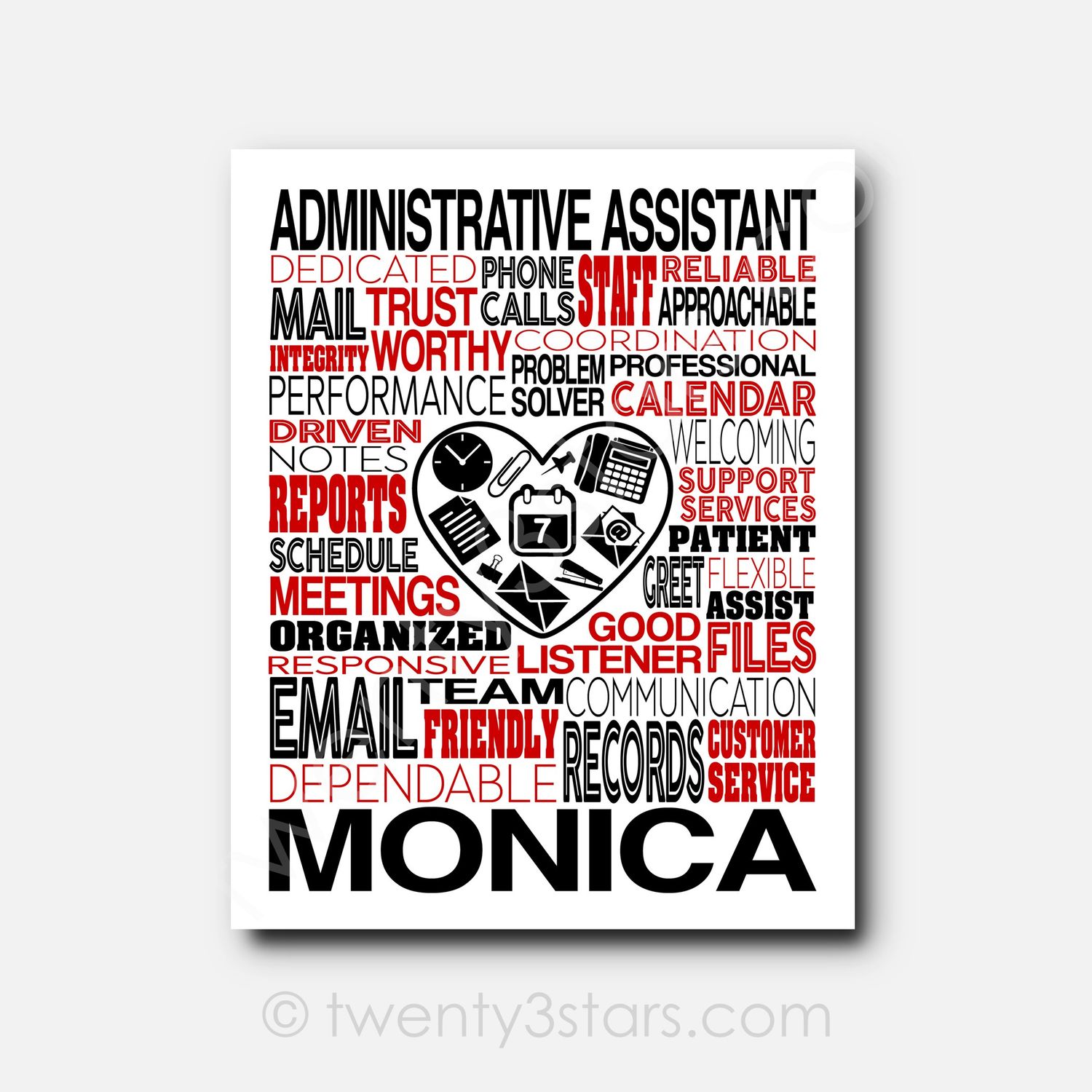 Administrative Assistant Typography Wall Art