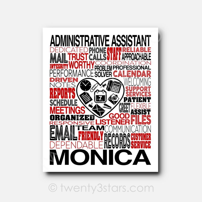 Administrative Assistant Typography Wall Art