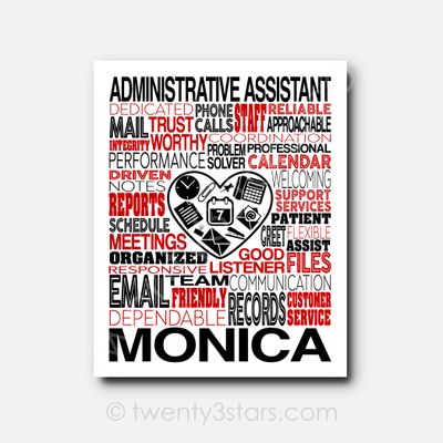 Administrative Assistant Typography Wall Art