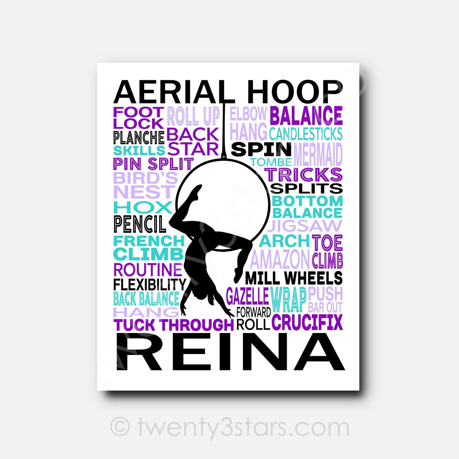 Aerial Hoop Lyra Typography Wall Art