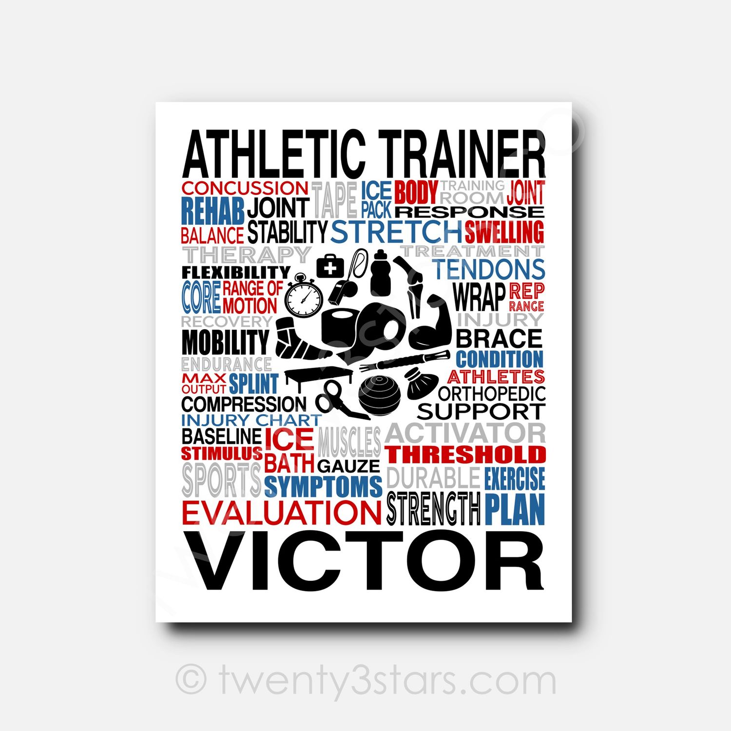 Athletic Trainer Typography Wall Art