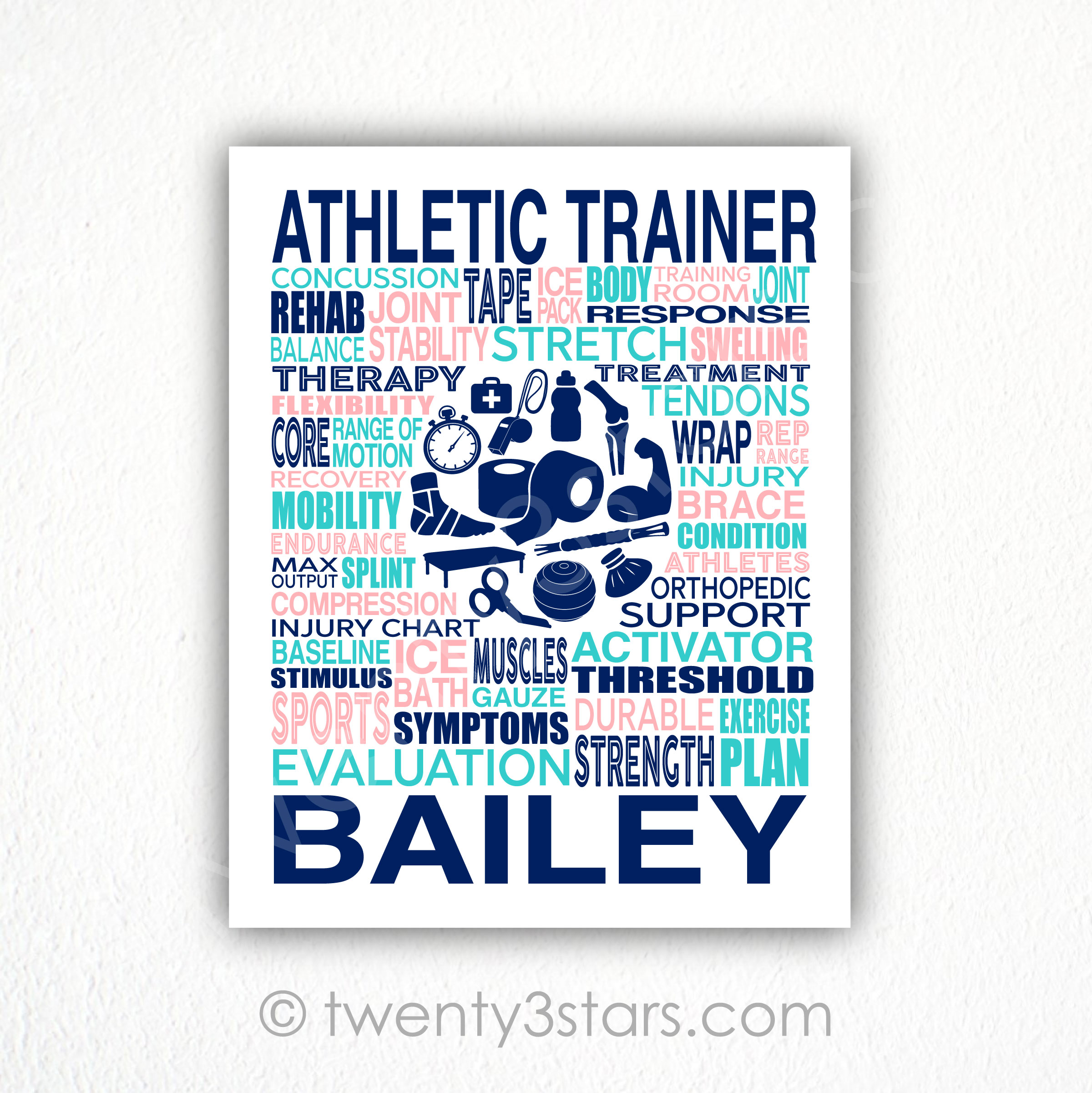 Athletic Trainer Typography Wall Art