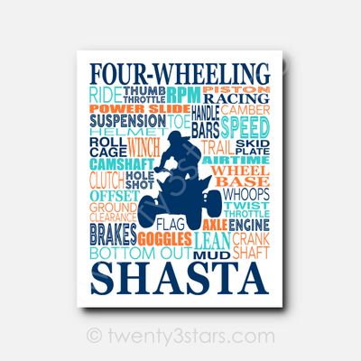 ATV Four Wheeling Typography Wall Art