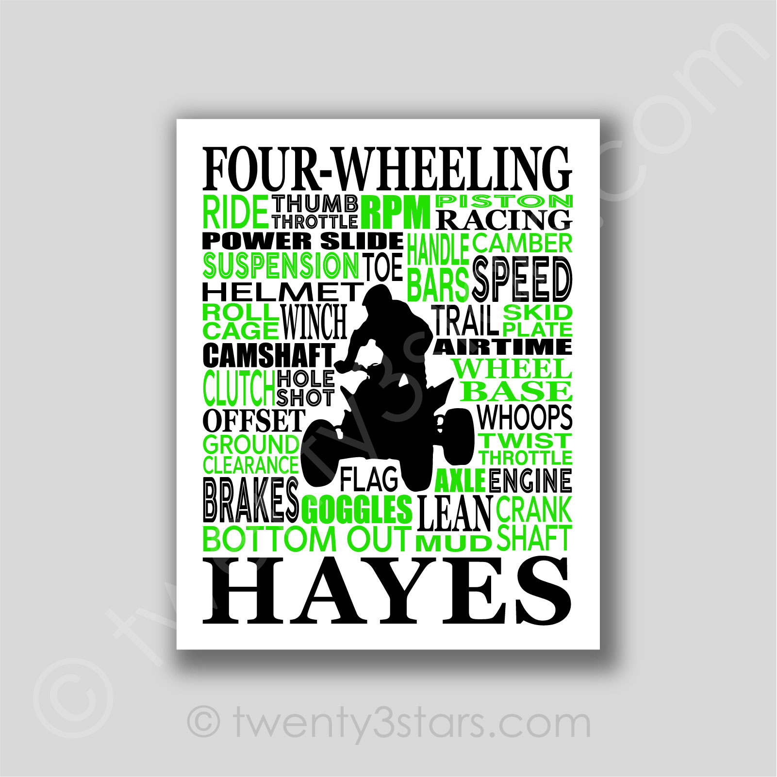 ATV Four Wheeling Typography Wall Art